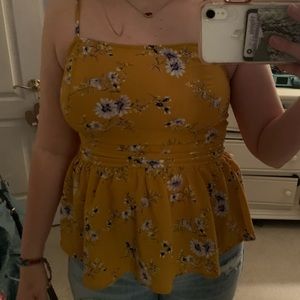 Mustard fit and flare tank top